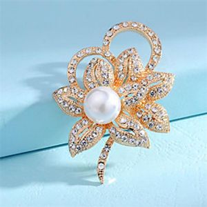 Women's Brooches Classic Flower Fashion Imitation Pearl Brooch Jewelry Silver Gold For Gift Date Festival miniinthebox