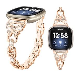 Smart Watch Band Compatible with Fitbit Versa 4, Sense 2, Versa 3, Sense Stainless Steel Smartwatch Strap Women Glitter Crystal Jewelry Bracelet Replacement  Wristband miniinthebox