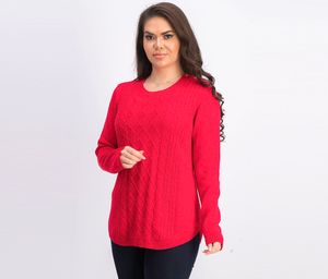 Womens Long Sleeve Cable Sweater  Ravishing Red