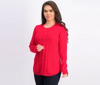 Womens Long Sleeve Cable Sweater  Ravishing Red - thumbnail