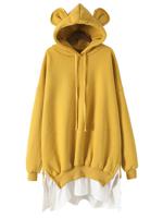 Rabbit Bunny Ears Patchwork Cotton Hoodie - thumbnail