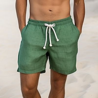 Men's Shorts Linen Shorts Summer Shorts Drawstring Elastic Waist Straight Leg Plain Comfort Breathable Above Knee Casual Daily Holiday Linen Cotton Blend Fashion Classic Style Green miniinthebox Men's Shorts Linen Shorts Summer Shorts Drawstring Elastic Waist Straight Leg Plain Comfort Breathable Above Knee Casual Daily Holiday Linen Cotton Blend Fashion Classic Style Green miniinthebox
