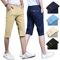 Men's Streetwear Chino Quick Dry Breathable Sports Cotton Slim Daily Going out Chinos Shorts Bermuda shorts Pants Solid Colored Solid Color Calf-Length Sporty Black Khaki Royal Blue Beige Light Blue Lightinthebox - thumbnail