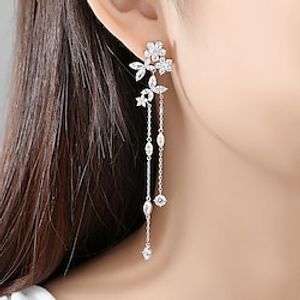 Women's Cubic Zirconia Drop Earrings Earrings Marquise Cut Flower Butterfly Elegant Fashion Sweet Earrings Jewelry Silver For Wedding Party Anniversary Gift Engagement 1 Pair Lightinthebox