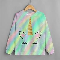 Kids Girls' Sweatshirt Animal Casual Long Sleeve Crewneck Adorable 7-13 Years Winter Green Black Purple Lightinthebox - thumbnail