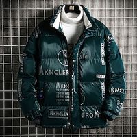 Men's Puffer Jacket Winter Jacket Quilted Jacket Winter Coat Cardigan Warm Breathable Daily Hiking Solid Color Outerwear Clothing Apparel Sports Black White Green miniinthebox - thumbnail