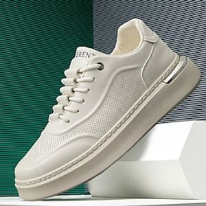 Men's Sneakers White Shoes Running Walking Sporty Casual Outdoor Daily Mesh PU Breathable Height Increasing Lace-up Black White Beige Spring Fall Lightinthebox