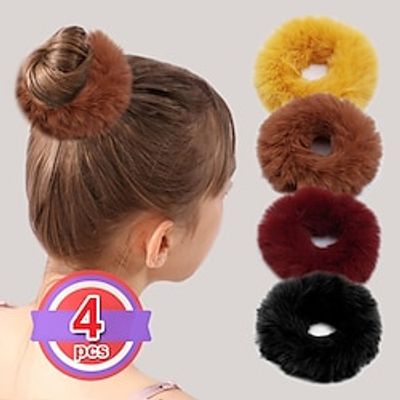 4pcsset Women's Fur Hair Ties Scrunchie For Daily Holiday Lightinthebox