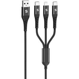 SWITCH C-S150 Cable 3 In 1 Cable USB-A TO 2 TYPE-C & 1 Lighting, Black ACSWTC150BLK