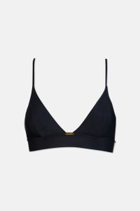 Womens Lightly Padded Long Line Triangle Bikini Top  Black