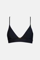 Womens Lightly Padded Long Line Triangle Bikini Top  Black - thumbnail