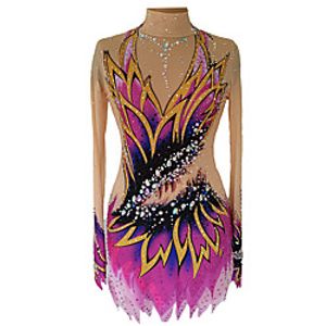 Rhythmic Gymnastics Leotards Artistic Gymnastics Leotards Women's Girls' Kids Leotard Spandex High Elasticity Breathable Handmade Long Sleeve Training Competition Dance Rhythmic Gymnastics Artistic Lightinthebox