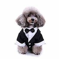 stylish pet clothes puppy dog shirt bow tie formal tuxedo wedding party costume gentle formal dog shirts for pet polo clothes black Lightinthebox - thumbnail