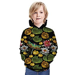 Kids Boys' Hoodie  Sweatshirt Long Sleeve 3D Print Floral Animal Print Green Children Tops Summer Active Daily Wear Regular Fit 3-13 Years Lightinthebox