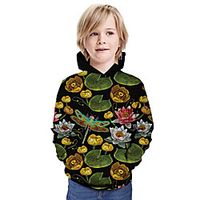 Kids Boys' Hoodie  Sweatshirt Long Sleeve 3D Print Floral Animal Print Green Children Tops Summer Active Daily Wear Regular Fit 3-13 Years Lightinthebox - thumbnail