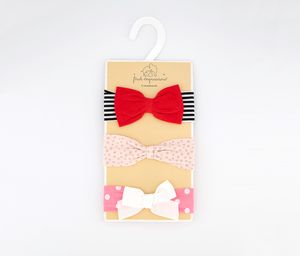 Baby Girls 3-Pk Cotton Headbands  Red/Pink/White