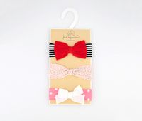 Baby Girls 3-Pk Cotton Headbands  Red/Pink/White - thumbnail