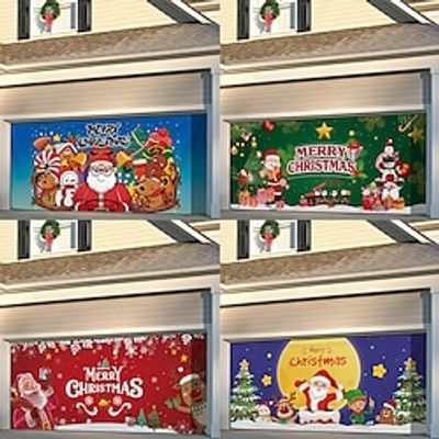 Christmas Garage Door Banner, Indoor Outdoor Christmas Holidays, Happy Background, Decoration Cover, Christmas Happy New Year Banner, Large Door Cover, Christmas Decoration miniinthebox