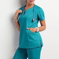 Women's Shirt Blouse Black Pink Wine Plain Pocket Quarter Zip Short Sleeve Daily Weekend Streetwear Casual V Neck Regular S miniinthebox - thumbnail