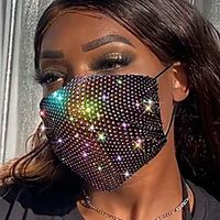 belicey glitter rhinestone mesh face macks for women black sparkly crystal rhinestones mesh face cover chain nightclub masquerade diamond madks decoration face banada (black ab) miniinthebox - thumbnail
