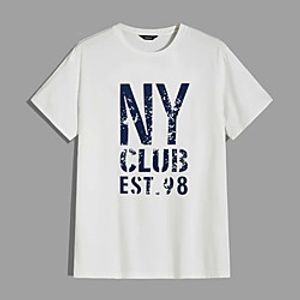 Men's Tee T shirt Hot Stamping Graphic Prints Letter Print Short Sleeve Casual Tops 100% Cotton Basic Designer Big and Tall White miniinthebox