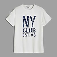 Men's Tee T shirt Hot Stamping Graphic Prints Letter Print Short Sleeve Casual Tops 100% Cotton Basic Designer Big and Tall White miniinthebox - thumbnail