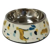 Nutrapet Applique Melamine Round Large Pet Bowl, Camel White