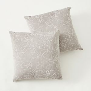 Leaf Embroidered 2-Piece Cushion Set - 45x45 cms