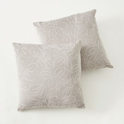 Leaf Embroidered 2-Piece Cushion Set - 45x45 cms