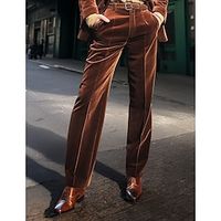 Men's Dress Pants Trousers Suit Pants Velvet Pants Front Pocket Straight Leg Plain Comfort Business Daily Holiday Fashion Chic Modern Black Brown miniinthebox - thumbnail