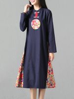 Ethnic Style Print Patchwork Women Dresses