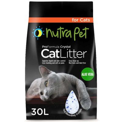 Nutrapet Cat Litter Silica Gel 30L 20Kgs Scented Aloe Vera, Sold Per Box