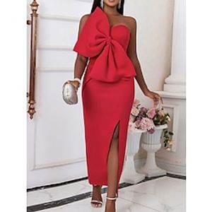 Women's Prom Dress Party Dress Wedding Guest Dress Long Dress Maxi Dress Red Sleeveless Pure Color Backless Fall Autumn Strapless Fashion Wedding Guest Birthday Evening Party 2023 S M L XL XXL 3XL 4XL Lightinthebox