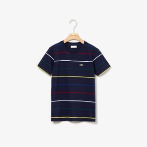 Boys' Crew Neck Coloured Pinstriped Cotton T-shirt Boys' Crew Neck Coloured Pinstriped Cotton T-shirt