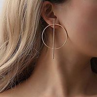 yienate boho earrings with exaggerated punk big circle geometric fashion ear stud for women and girls (gold) Lightinthebox - thumbnail