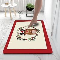 Christmas Diatomaceous Earth Bath Mat Soft Mat Rubber Anti-Slip Fast Dry Super Absorbent Thin Bathroom Mat for Under Door - Bathroom Floor Mat Rug Bathtub Front Shower Mat Sink miniinthebox - thumbnail