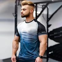 Men's T shirt Tee Gym Shirt Sports T-Shirt Crew Neck Short Sleeve Sports  Outdoor Vacation Casual Daily Gym Quick dry Breathable Plain Navy Blue Activewear Fashion Basic Lightinthebox