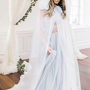 Shawl  Wrap Shawls Women's Wrap Pure Bridal Sleeveless Lace Wedding Wraps With Cap For Wedding Spring  Summer Lightinthebox