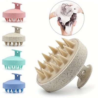 Scalp Massager Shampoo Brush, Eco-friendly Wheat Straw Body With Soft Silicone Bristles, Hair Scalp Scrubber, Scalp Exfoliator | Dandruff Removal, For Men, Women miniinthebox