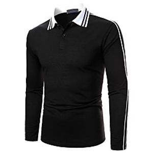 Men's Golf Shirt Striped Solid Colored Long Sleeve Work Tops Business Black miniinthebox