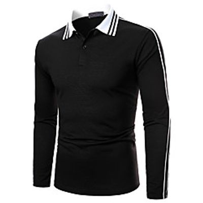 Men's Golf Shirt Striped Solid Colored Long Sleeve Work Tops Business Black miniinthebox