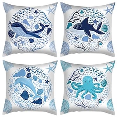 Ocean Series Double Side Cushion Cover 4PC Soft Decorative Square Throw Pillow Cover Cushion Case Pillowcase for Bedroom Livingroom Superior Quality Machine Washable Indoor Cushion for Sofa Couch Bed Chair miniinthebox Ocean Series Double Side Cushion Cover 4PC Soft Decorative Square Throw Pillow Cover Cushion Case Pillowcase for Bedroom Livingroom Superior Quality Machine Washable Indoor Cushion for Sofa Couch Bed Chair miniinthebox
