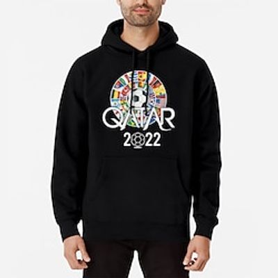 World Cup Qatar 2022 Football Soccer Hoodie Cartoon Manga Anime Front Pocket Graphic Hoodie For Men's Women's Unisex Adults' Hot Stamping 100% Polyester Casual Daily miniinthebox