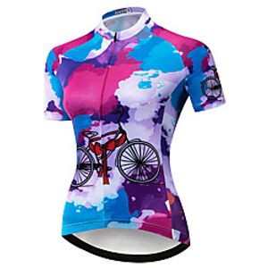 21Grams Women's Short Sleeve Cycling Jersey Summer Spandex Polyester BluePink Bike Jersey Top Mountain Bike MTB Road Bike Cycling Quick Dry Moisture Wicking Breathable Sports Clothing Apparel Lightinthebox