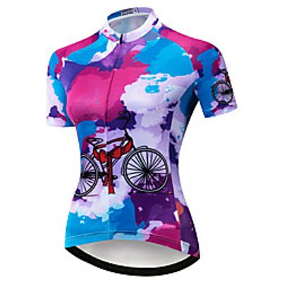 21Grams Women's Short Sleeve Cycling Jersey Summer Spandex Polyester BluePink Bike Jersey Top Mountain Bike MTB Road Bike Cycling Quick Dry Moisture Wicking Breathable Sports Clothing Apparel Lightinthebox