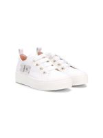 Elisabetta Franchi La Mia Bambina TEEN crystal logo plaque sneakers - White