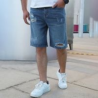 Men's Jeans Denim Shorts Jean Shorts Zipper Button Pocket Plain Comfort Breathable Outdoor Daily Going out Fashion Casual Blue miniinthebox