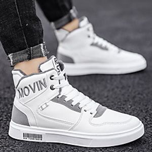 Men's Sneakers Lace up Chinoiserie British Daily Outdoor Tissage Volant Non-slipping Height-increasing Black and White Fall Lightinthebox