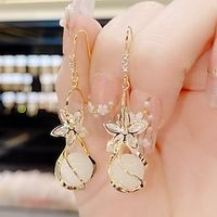 Women's Opal Drop Earrings Fine Jewelry Classic Petal Personalized Stylish Opal Earrings Jewelry White  Red For Gift Festival 1 Pair Lightinthebox - thumbnail