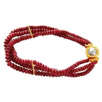 Ruby Drool - 3 Line Real Red Ruby Beads Bracelet for Women (SB25) Ruby Drool - 3 Line Real Red Ruby Beads Bracelet for Women (SB25)